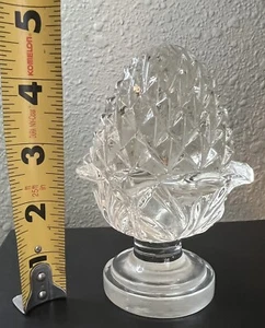 Vintage Kunst Glas Eichel Sockel Ananas Endstück Briefbeschwerer Diamantschliff klar Fig - Bild 1 von 11
