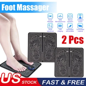 2X Portable Electric Foot Massager Pad Blood Circulation Leg Muscle Stimulator - Picture 1 of 18