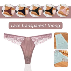 Womens Sexy Lace Silk Thongs Girls Cotton Bikinis Underwear Panties Knickers - Picture 1 of 23
