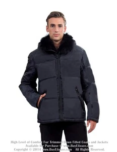 Herren Daunenmantel Jacke/Parka mit Waschbärfellbesatz Пуховик Енот $ 595 Wert Neu mit Etikett  - Bild 1 von 8