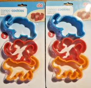 Fun Set of 6 Plastic Jungle Theme Cookie Cutters Elephant Monkey Cheetah NEW - Picture 1 of 4