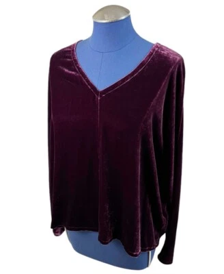 Blusa Eileen Fisher The System manga dolman veludo gola V ameixa doce tamanho G nova com etiquetas - Imagem 1 de 4