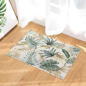 Alfombra de baño de hojas tropicales lavable suave acogedora alfombra de piso de baño alfombras absorbentes - Imagen 1 de 5