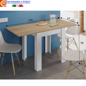 Tavolo Allungabile a Libro Rovere Bianco 2 4 posti 67X67X135 Cucina Bar Pub - Foto 1 di 5