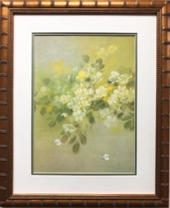 David Lee "Golden Glow" Custom Framed Asian Art New Floral Flower Butterfly  - Picture 1 of 3