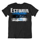 Flaga Estonii T-shirt Koszulka top mapa miasta sinimustvalge twarz niebieski lwy dąb