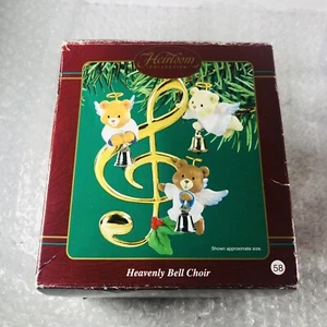 RARE Carlton Cards Heirloom Collection Ornament HEAVENLY BELL CHOIR Angel Bears - Picture 1 of 7