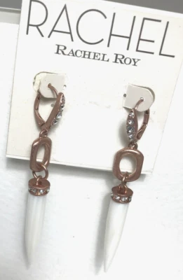 Pendientes colgantes RACHEL Rachel Roy tono oro rosa madreperla espiga NUEVO Foto 1 de 4