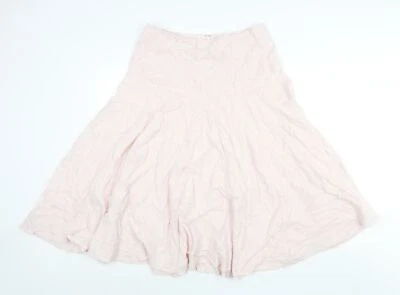 Cotton Traders Womens Pink Striped Cotton Flare Skirt Size 14 Zip - Image 1 of 4