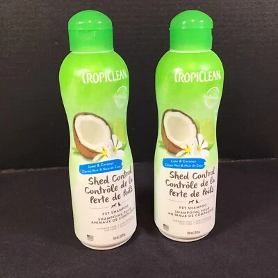 Pet Shampoo Tropiclean Shed Control Lime & Coconut 20oz Lot of 2 - Image 1 of 4