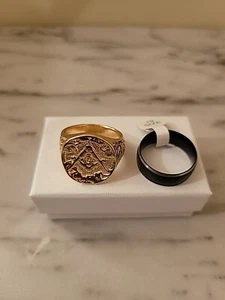 Freimaurer Ring, Titan Ehering Größe 10, Freimaurer vergoldet Ring gebraucht - Bild 1 von 7