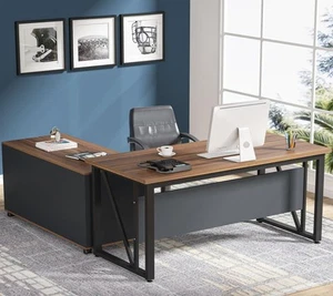 55 inches Executive Desk and 43" lateral File Cabinet, L-Shaped Computer Desk... - Picture 1 of 9