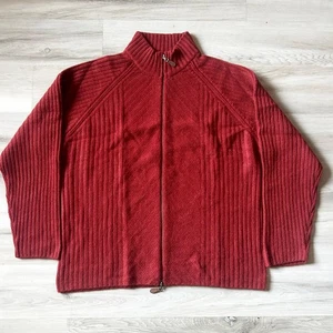 KINROSS Burgundy Red 100% Ribbed Cashmere Full Zip Sweater Cardigan Mens Sz XL  - Picture 1 of 9