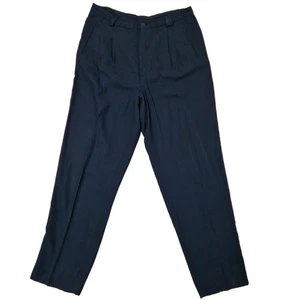 Vintage Burberry London Pants Mens 31x29 Blue Navy Wool Viscose Double Pleated - Picture 1 of 15