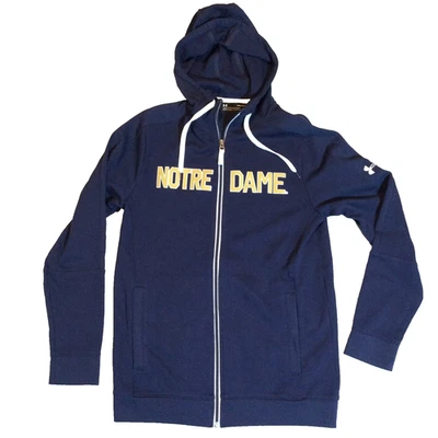 Under Armour Notre Dame Sudadera con Capucha Para Hombre S Azul Marino Cremallera Completa Chaqueta Calce Suelto Foto 1 de 4