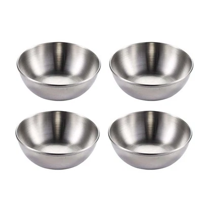Paquete de 1/4 platos de acero inoxidable para servir salsa de inmersión platos para aperitivos Foto 1 de 4