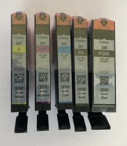 Canon 280 281 Tintenpatrone CMYK 5er Set NEU OEM Original Versiegelt Setup PGI-280 - Bild 1 von 2
