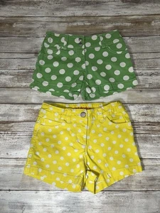 Mini Boden Girls 6 Y Yellow & Green Polka Dot Heart Pocket Shorts lot of 2 - Picture 1 of 4