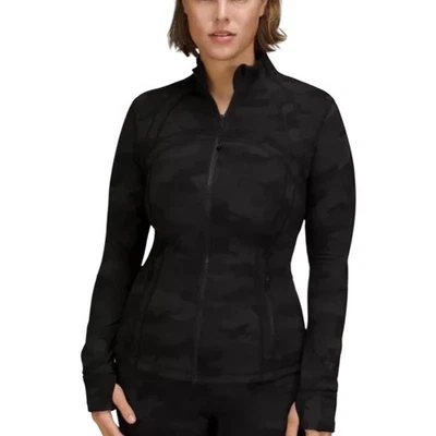 Chaqueta Lululemon Define Talla 4 Negra Estampado Camuflaje Cremallera Completa Atlética Foto 1 de 4