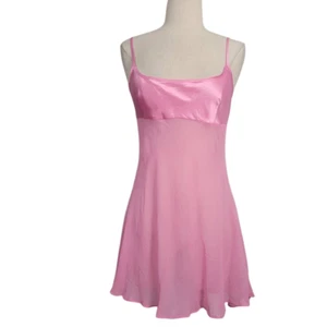 FYC For Your Comfort Silk Babydoll Camisole Top Sz S Pink Satin Sheer Fairy Y2K - Picture 1 of 8