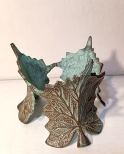 Vintage "Copyright Hosley" Brass Planted Pot Holder 3 Leaf Design  5" Tall - Picture 1 of 7