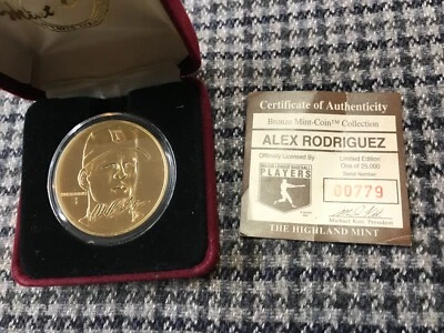 Moneda de bronce de béisbol Alex Rodríguez Highland Mint Foto 1 de 4