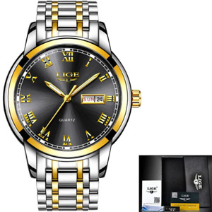 2023 New Watches Mens  Top Brand Fashion Date Week Male Stainless Steel Waterpro