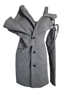 OTTOLINGER Grey Deconstructed Wool Suiting Mini Dress (FR 32 | UK 4-6 | US 0-2) - Picture 1 of 4