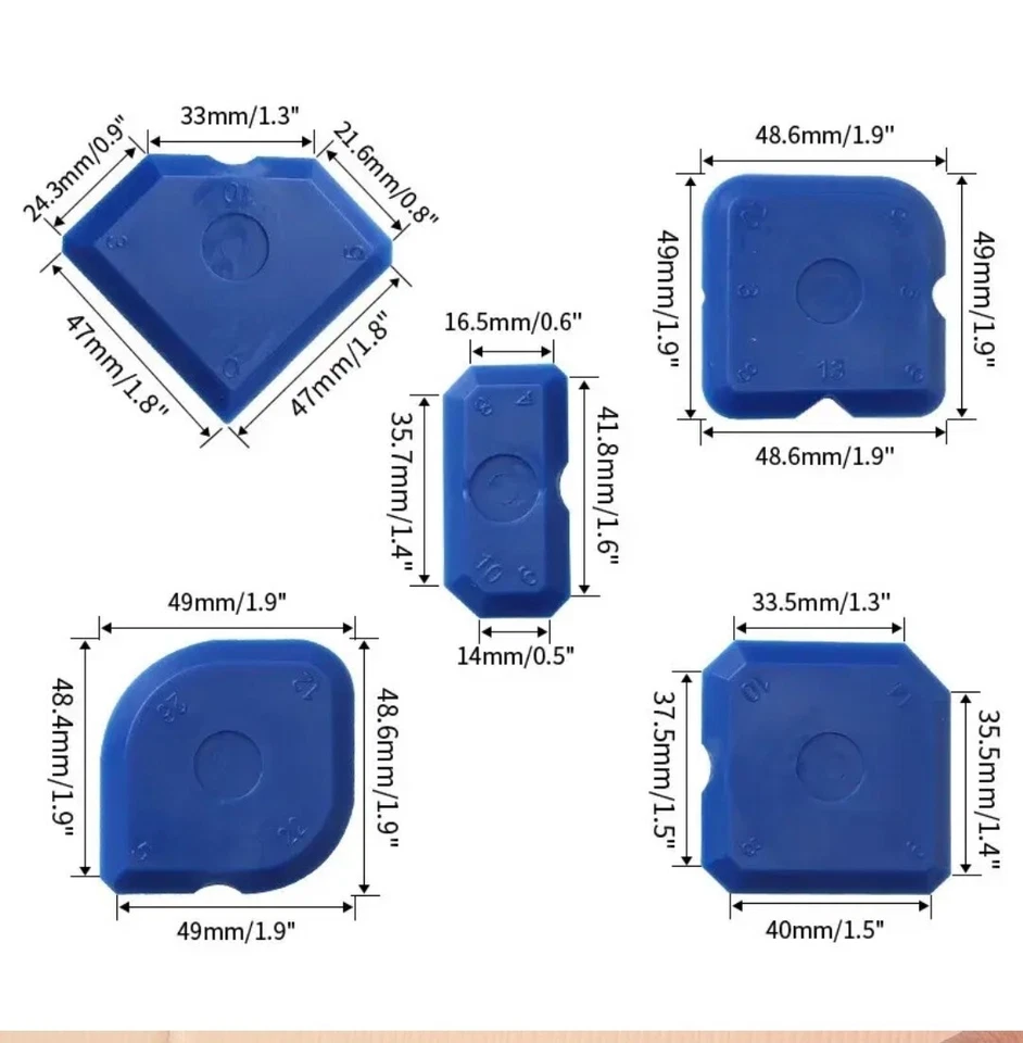 Fugenglätter Set Silikonspachtel Silikonglätter Silikon abzieher Abzieher 5-tlg - Bild 1 von 4