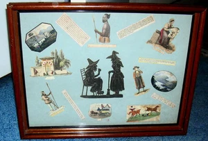 Acuarelas en miniatura, silueta, grabados de collage enmarcado del siglo XIX - Imagen 1 de 10