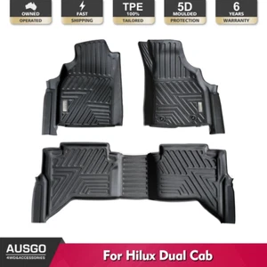 AUSGO 5D Floor Mats for Hilux Dual Cab 2005-2015 | Door Sill Coverage - Picture 1 of 10