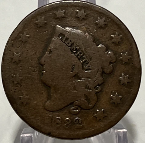 1832 Matron Head Large Cent B1 VG+ Reverse Rotated Free Shipping With Five Items Cover