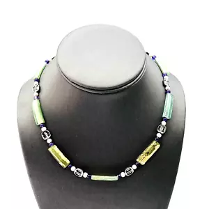 Collana di perle a barretta in argento sterling vetro romano antico 16" - Foto 1 di 9
