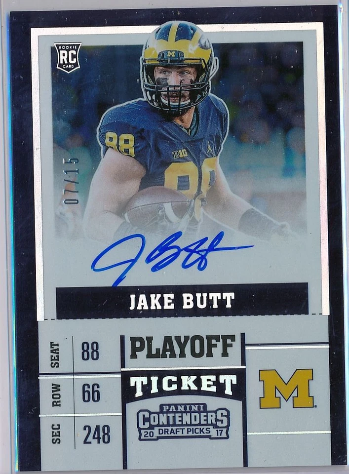 JAKE BUTT 2017 Contenders College PLAYOFF Variation Ticket AUTO 07/15 -  Broncos - Image 1 of 1