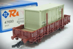 1:87 HO Roco Rungenwagen Ks N° 21 87 345 0 600-7 der SNCF beladen mit Container - Picture 1 of 8