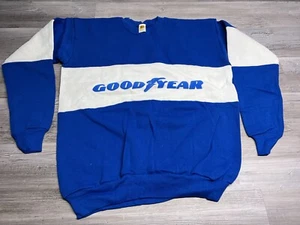 Vintage 80s Goodyear Sweatshirt Colorblock Spellout Crewneck Made in USA Size XL - Picture 1 of 7