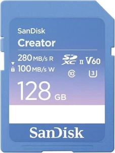 128GB SanDisk Creator SD UHS-II Card, Read speeds up to 280MB/s, Write speeds up - Picture 1 of 1