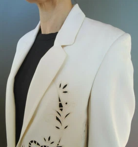 NEW $2295 Stella McCartney Wool Jacket 36 US 0 2 Ivory Blazer Flower Eyelet - Picture 1 of 11
