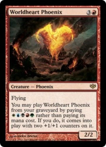 Worldheart Phoenix - Foil ~ Lightly Played Conflux MTG Magic UltimateMTG Red Car - Image 1 of 1