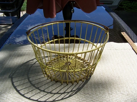 Vintage Yellow Coated Metal Wire Egg Gathering Basket Cover