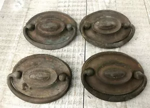 4 TIRONES DE CAJÓN ANTIGUOS de colección metal prensado hágalo usted mismo Reventa - Imagen 1 de 6