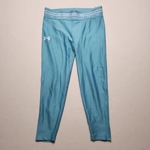 Under Armour Athletic Leggings Mesh Ankle Youth Size Large Aqua Blue I4 - Picture 1 of 15