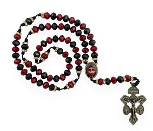Most Precious Blood Jesus Red Black Crystal Rosary Necklace Pardon Crucifix New - Picture 1 of 1
