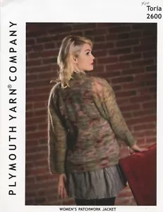 Plymouth Yarn Knitting Pattern 2600 Toria Women's Patchwork Jacket 39"-55" - Picture 1 of 2