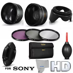 55MM FISHEYE MACRO LENS + 2X TELEPHOTO ZOOM LENS +HD FILTERS FOR SONY FDR-AX33 - Picture 1 of 10
