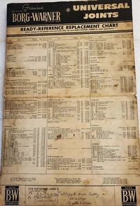 Borg-Warner Universal Joint Replacement Chart 1930's thru 1959, see descriptions - Bild 1 von 9