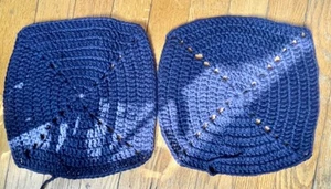 2 Vintage Handmade Crocheted Hot Pads Pot Holders Trivets Navy Blue Potholders - Picture 1 of 1