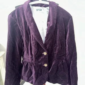 J. Crew 17388 Iris Purple Velvet Eden Peplum Blazer Women’s Size 12 - Picture 1 of 7