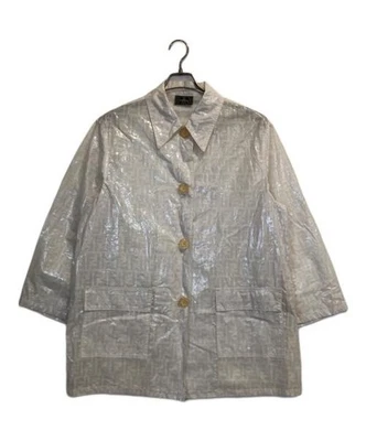 FENDI JEANS Abrigo PVC Patrón Zucca Blanco Foto 1 de 4