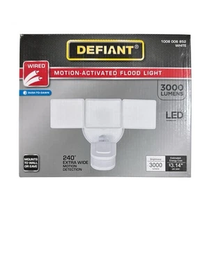 Defiant Motion Activated Outdoor Integrated LED Triple Head Flood Light White  - Image 1 of 3